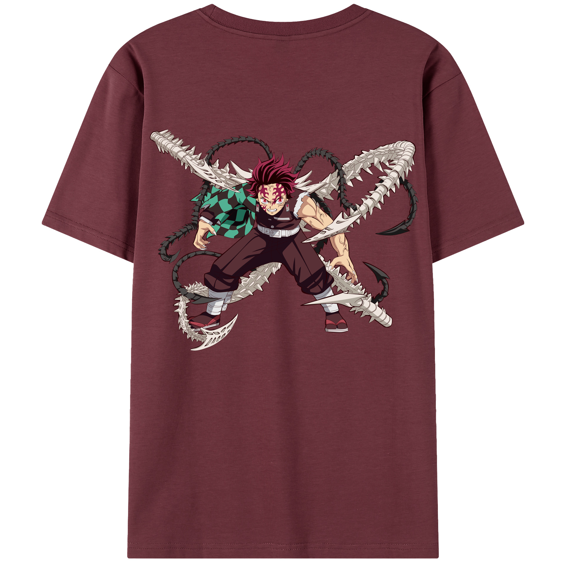（画像用） 鬼滅の刃 竈門 炭治郎／かまど たんじろう Kamado Tanjirou 綿100％半袖Tシャツ（背面プリント）